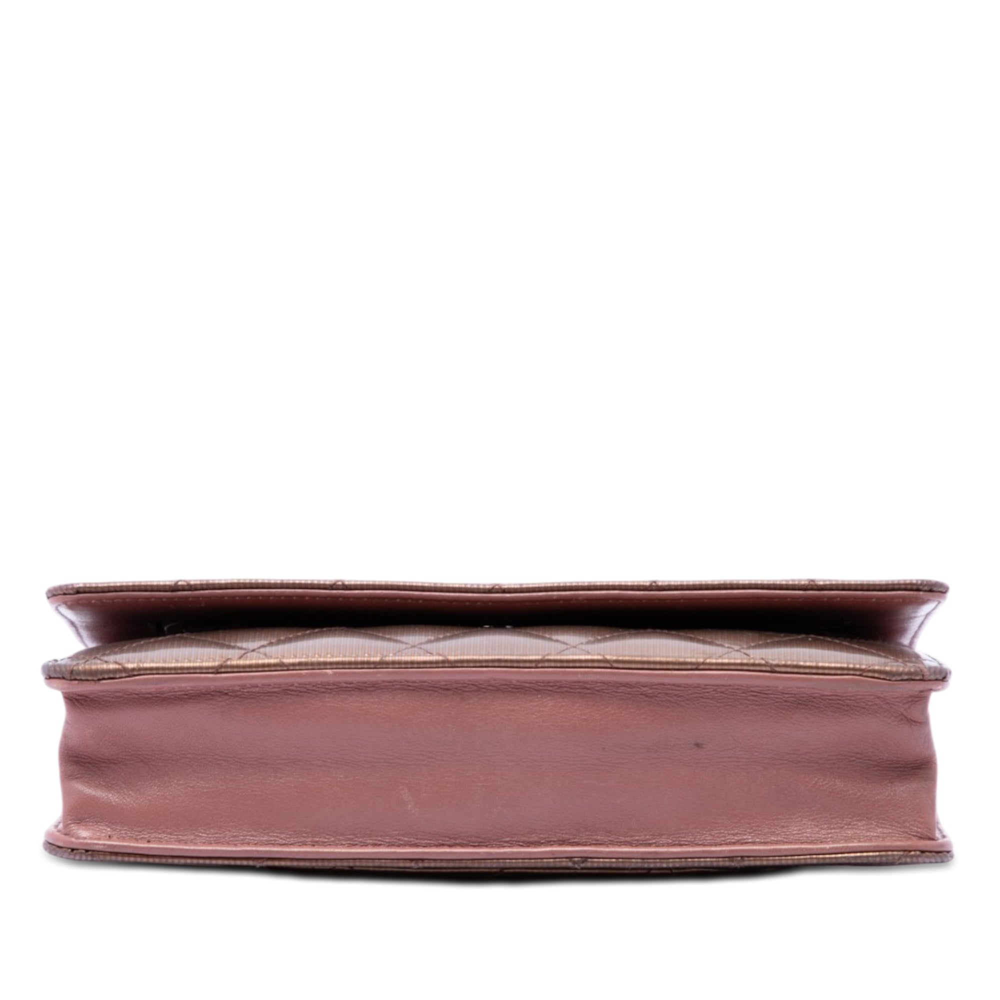CC Quilted Striated Metallic Patent Wallet on Chain - Image 3