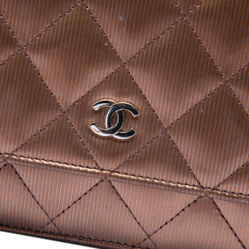CC Quilted Striated Metallic Patent Wallet on Chain - Image 5