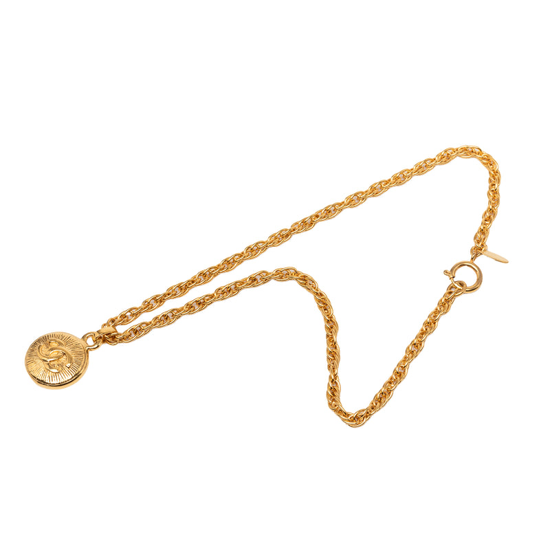CC Gold Plated Medallion Sunburst Pendant Necklace - Image 5