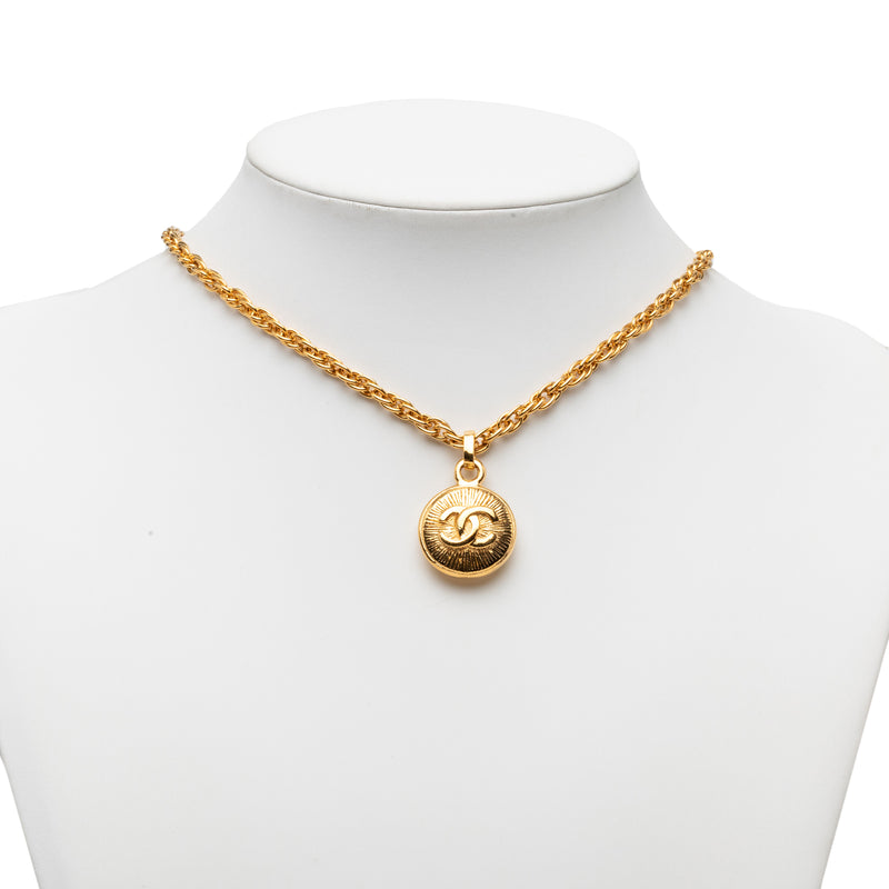 CC Gold Plated Medallion Sunburst Pendant Necklace - Image 6