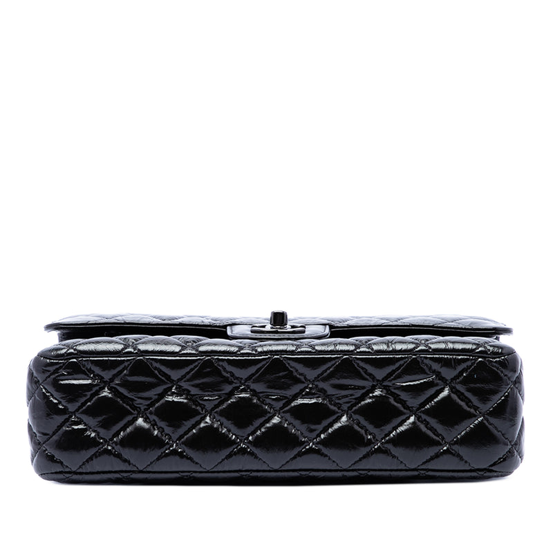 Medium Classic Shiny Crumpled Calfskin So Black Double Flap - Image 3