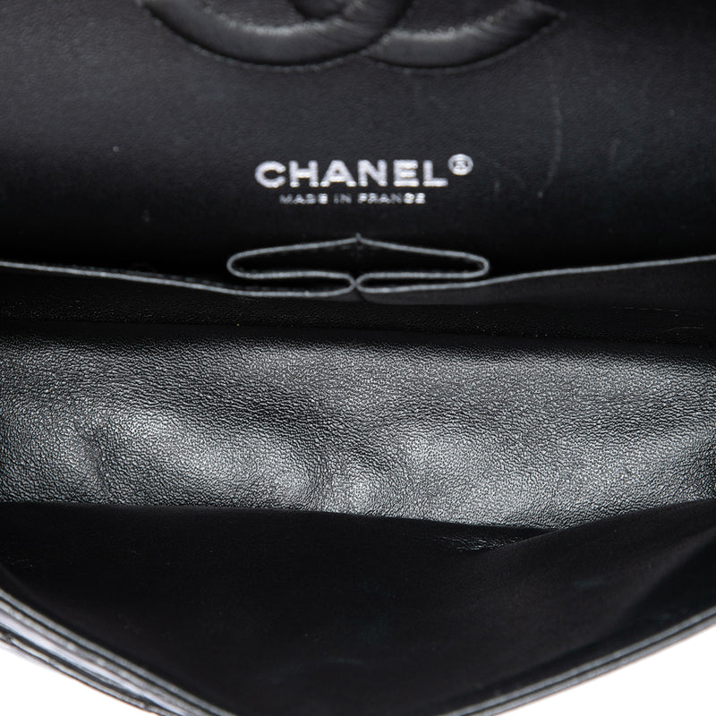 Medium Classic Shiny Crumpled Calfskin So Black Double Flap - Image 4