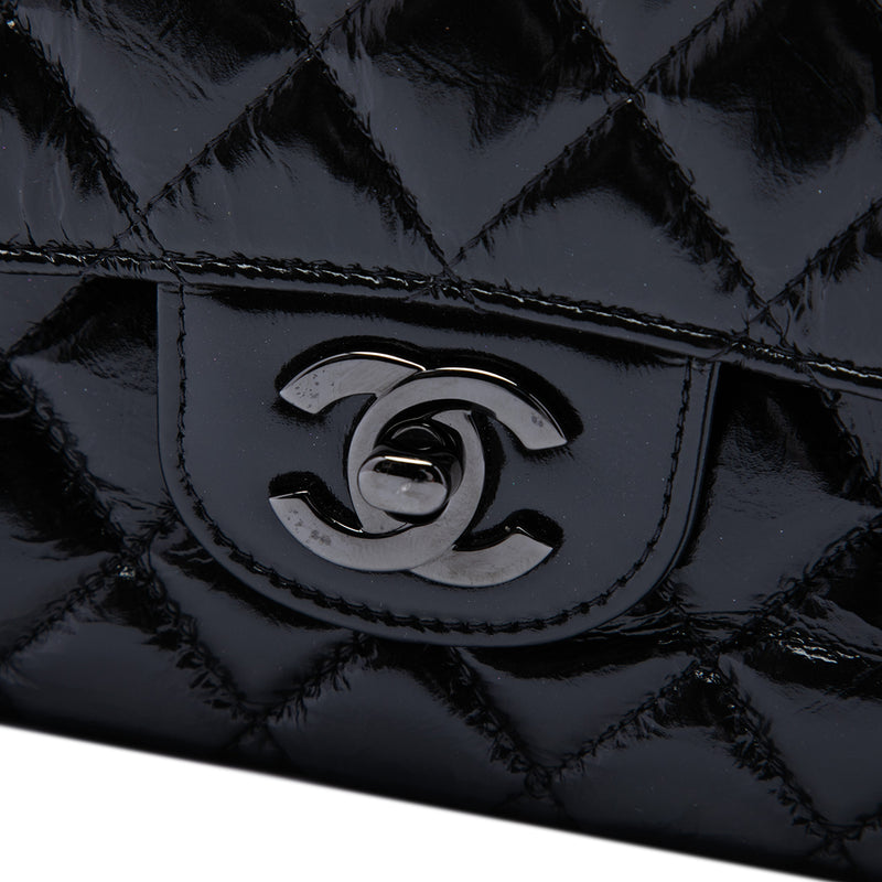 Medium Classic Shiny Crumpled Calfskin So Black Double Flap - Image 5