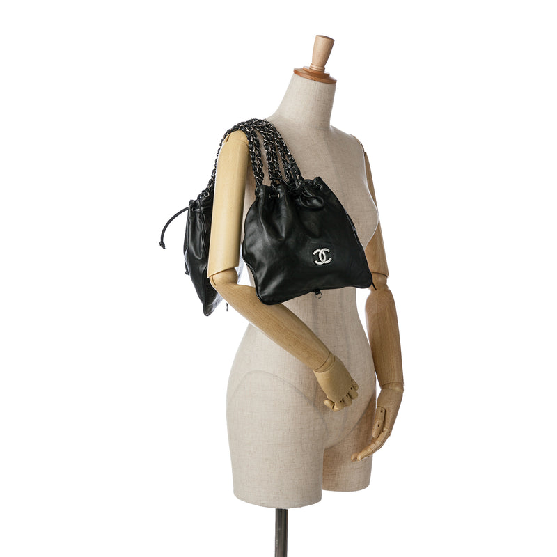 CC Calfskin Dual Twin Chain Handbag - Image 9