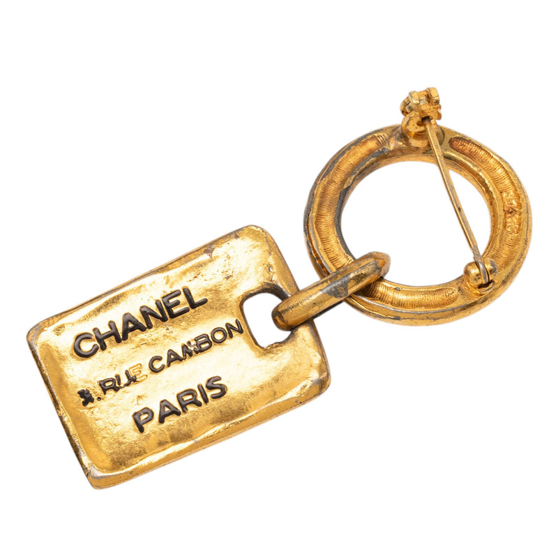 Gold Plated Rue Cambon Tag Brooch - Image 2