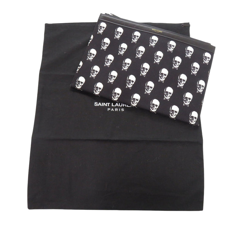Canvas Skull Print Zip Clutch - Image 10