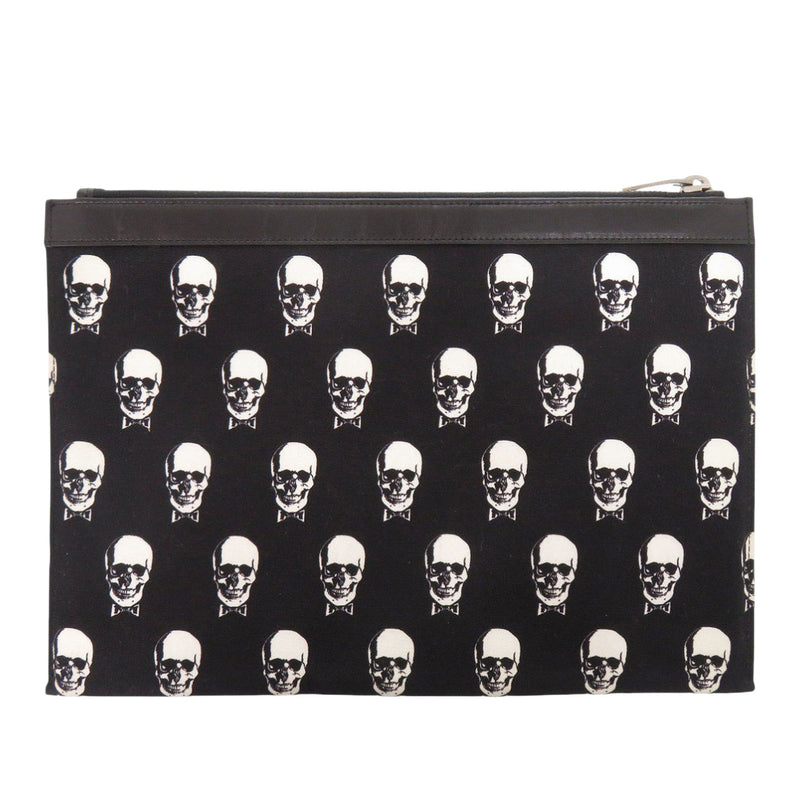 Canvas Skull Print Zip Clutch - Image 2