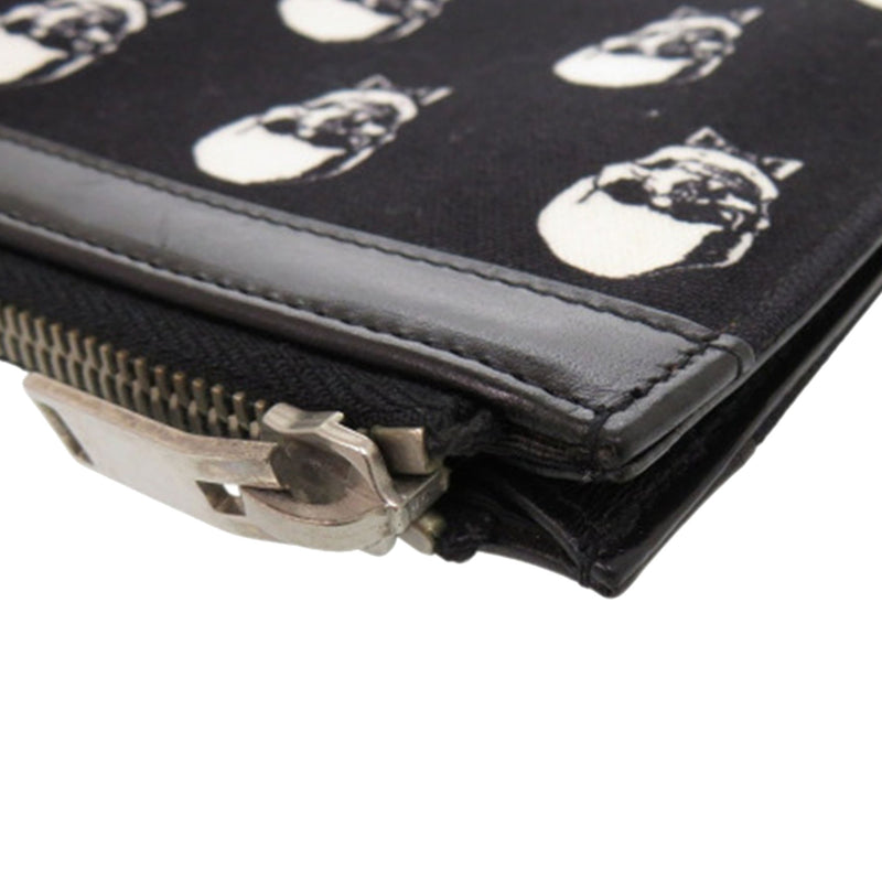 Canvas Skull Print Zip Clutch - Image 8