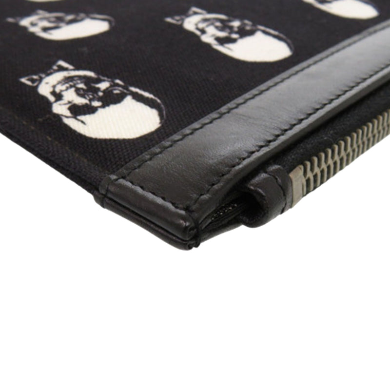 Canvas Skull Print Zip Clutch - Image 9