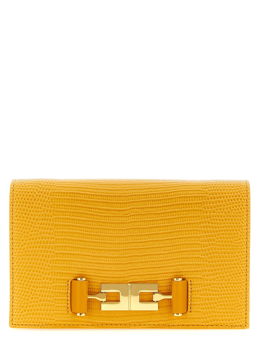Elisabetta Franchi Lizard-Embossed Leather Shoulder Bag — Yellow Leather-effect Fabric