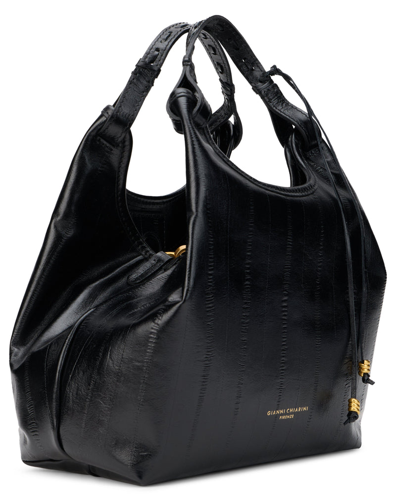 Gianni Chiarini Quilted Calfskin Shoulder Bag — Black