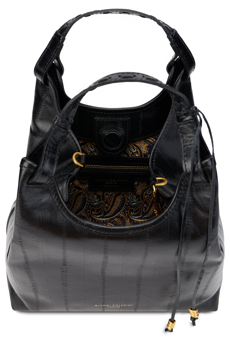 Gianni Chiarini Quilted Calfskin Shoulder Bag — Black