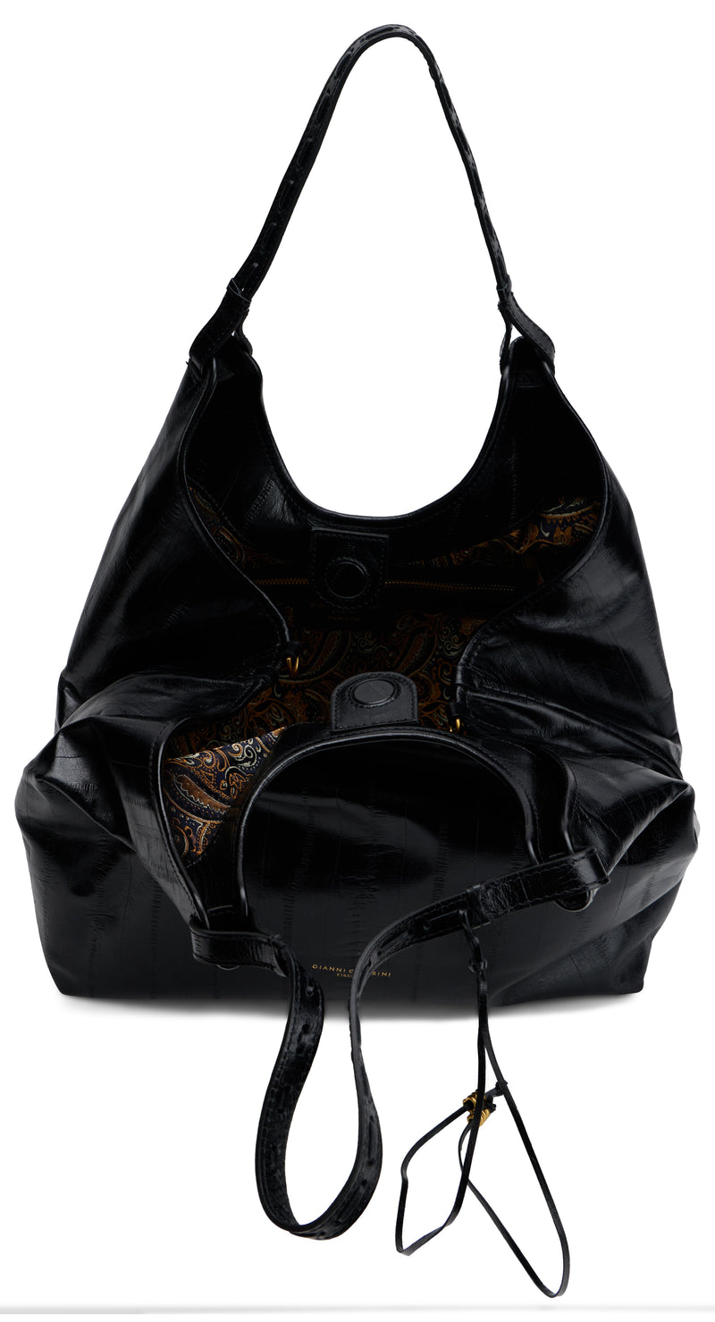 Gianni Chiarini Calfskin Hobo Bag — Black