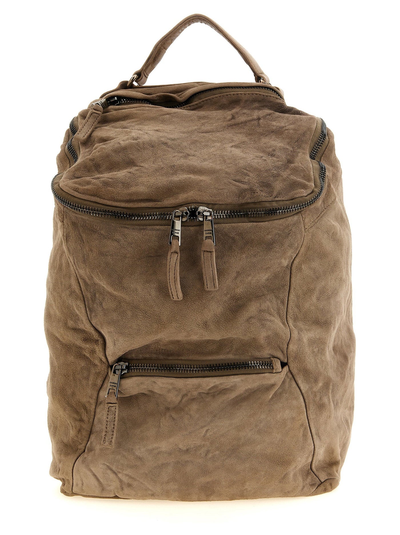 Giorgio Brato Wrinkled Lambskin Backpack — Taupe Vegetable-tanned