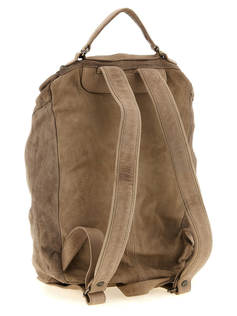Giorgio Brato Wrinkled Lambskin Backpack — Taupe Vegetable-tanned