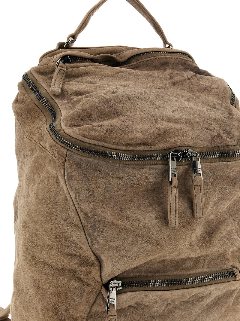 Giorgio Brato Wrinkled Lambskin Backpack — Taupe Vegetable-tanned