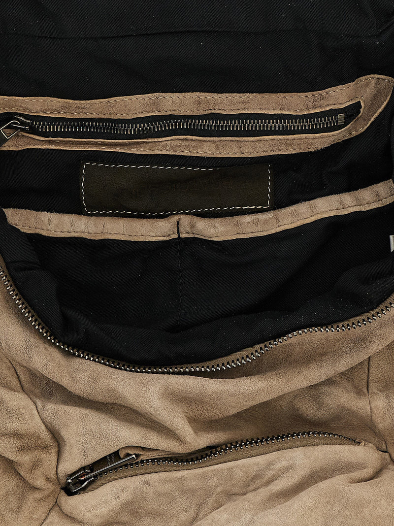 Giorgio Brato Wrinkled Lambskin Backpack — Taupe Vegetable-tanned
