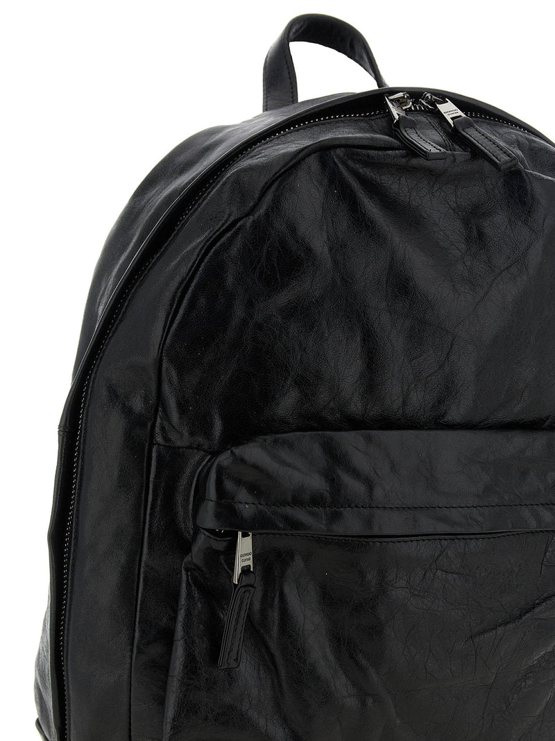 Giorgio Brato Crumpled Lambskin Backpack — Black