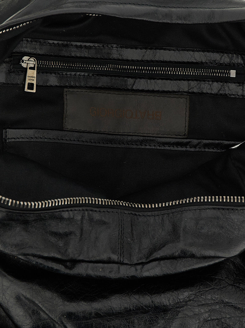 Giorgio Brato Crumpled Lambskin Backpack — Black