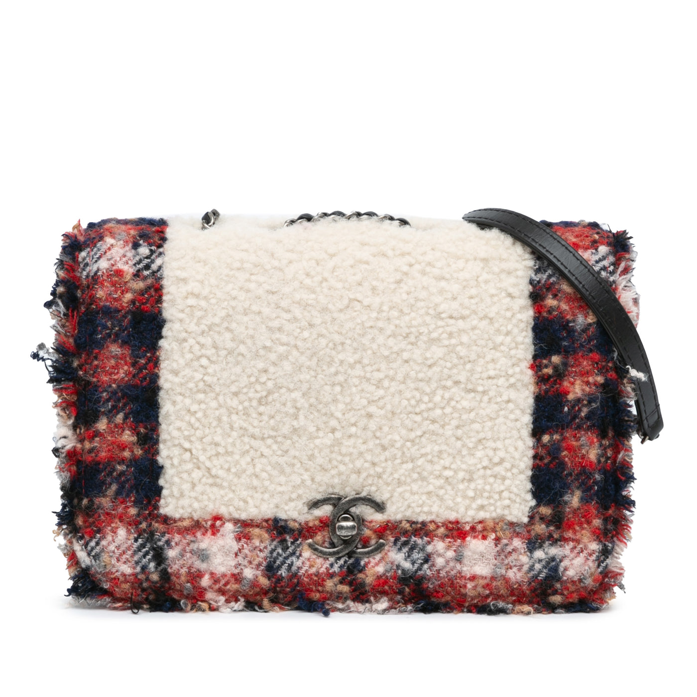 CC Tweed and Shearling Single Flap - Image 1