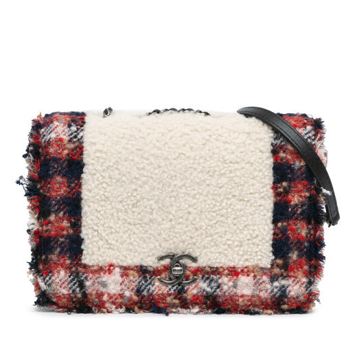 CC Tweed and Shearling Single Flap - Image 1