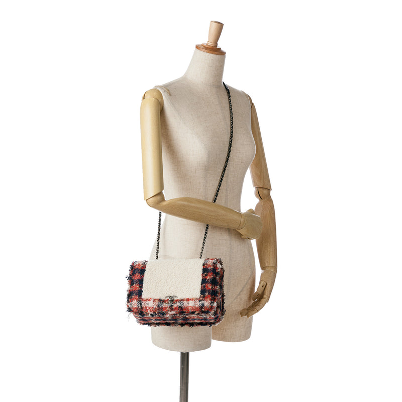 CC Tweed and Shearling Single Flap - Image 9