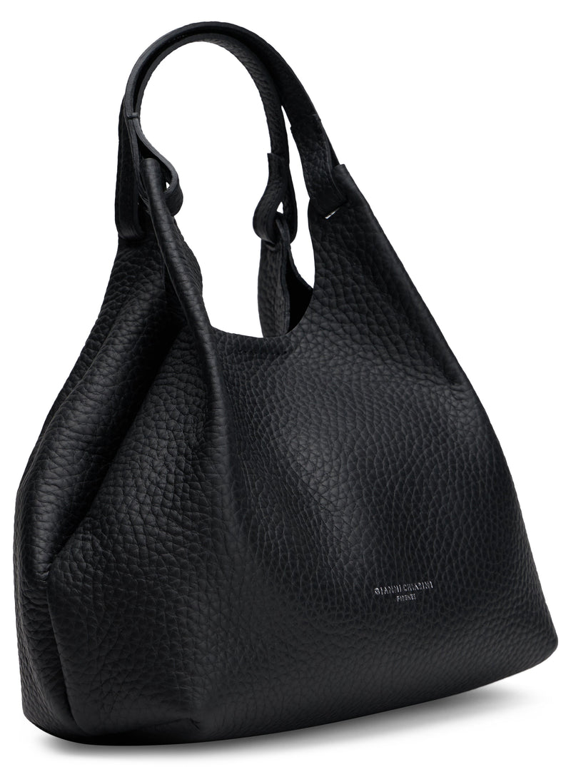 Gianni Chiarini Pebbled Calfskin Hobo Bag — Black