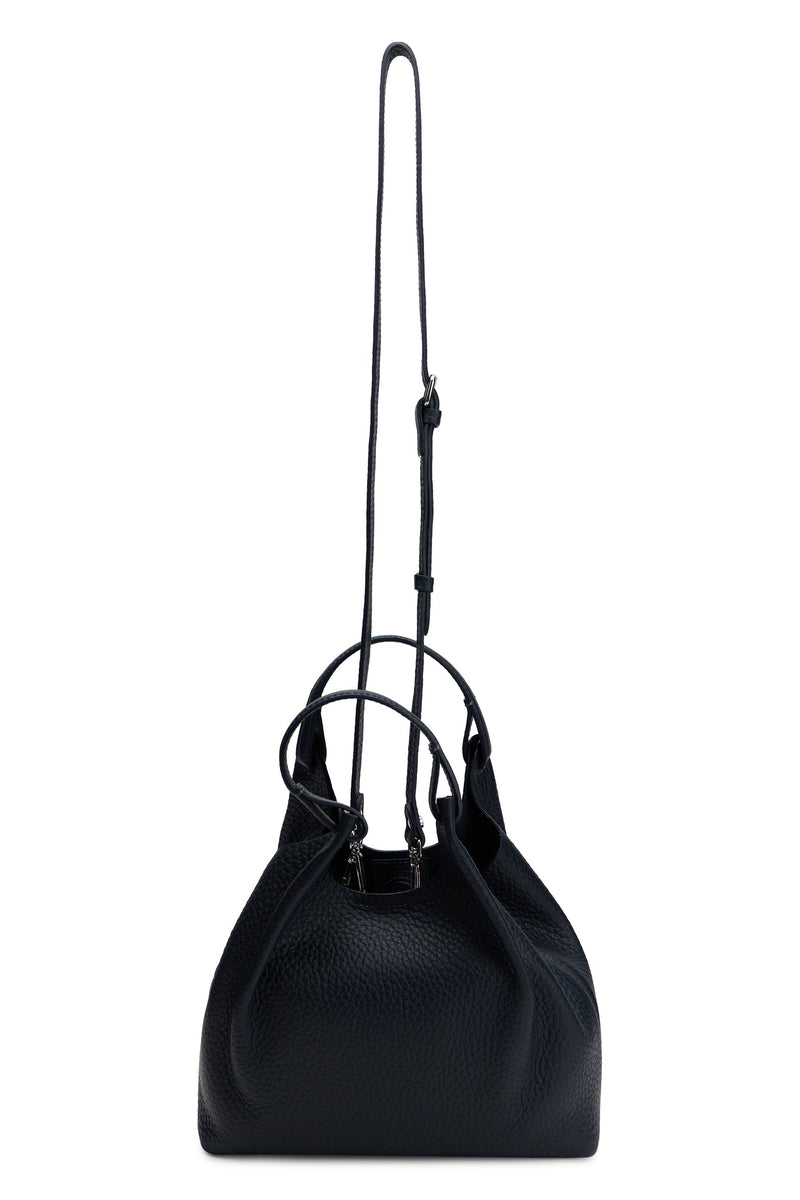 Gianni Chiarini Pebbled Calfskin Hobo Bag — Black