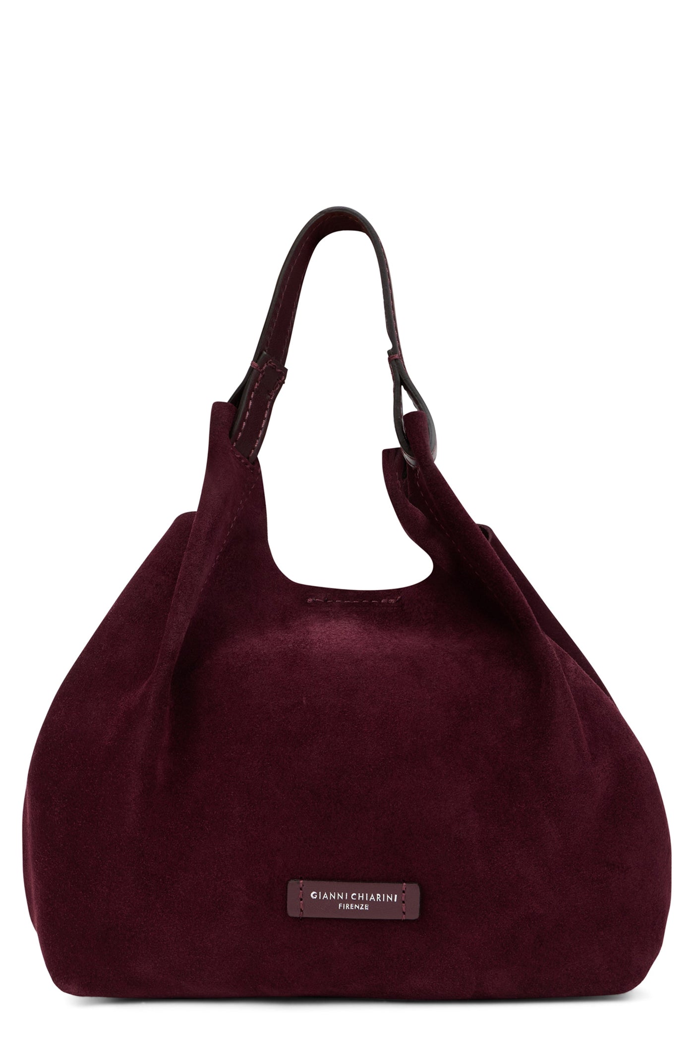 Gianni Chiarini Suede Shoulder Bag — Burgundy Calfskin