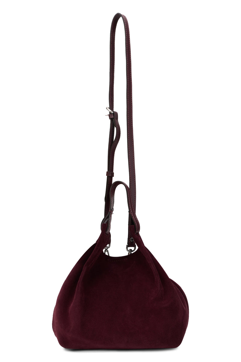 Gianni Chiarini Suede Shoulder Bag — Burgundy Calfskin