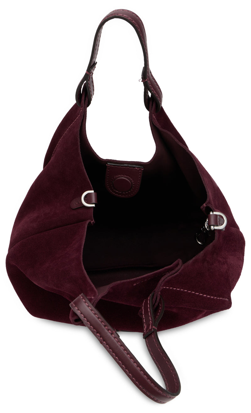 Gianni Chiarini Suede Shoulder Bag — Burgundy Calfskin