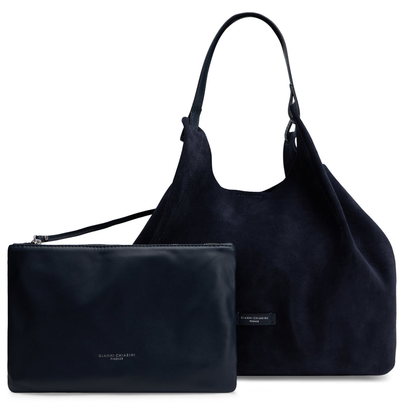 Gianni Chiarini Calfskin Shoulder Bag — Navy