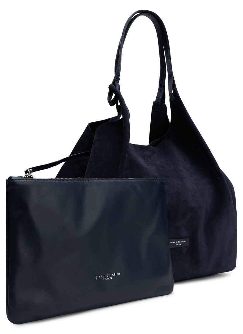 Gianni Chiarini Calfskin Shoulder Bag — Navy