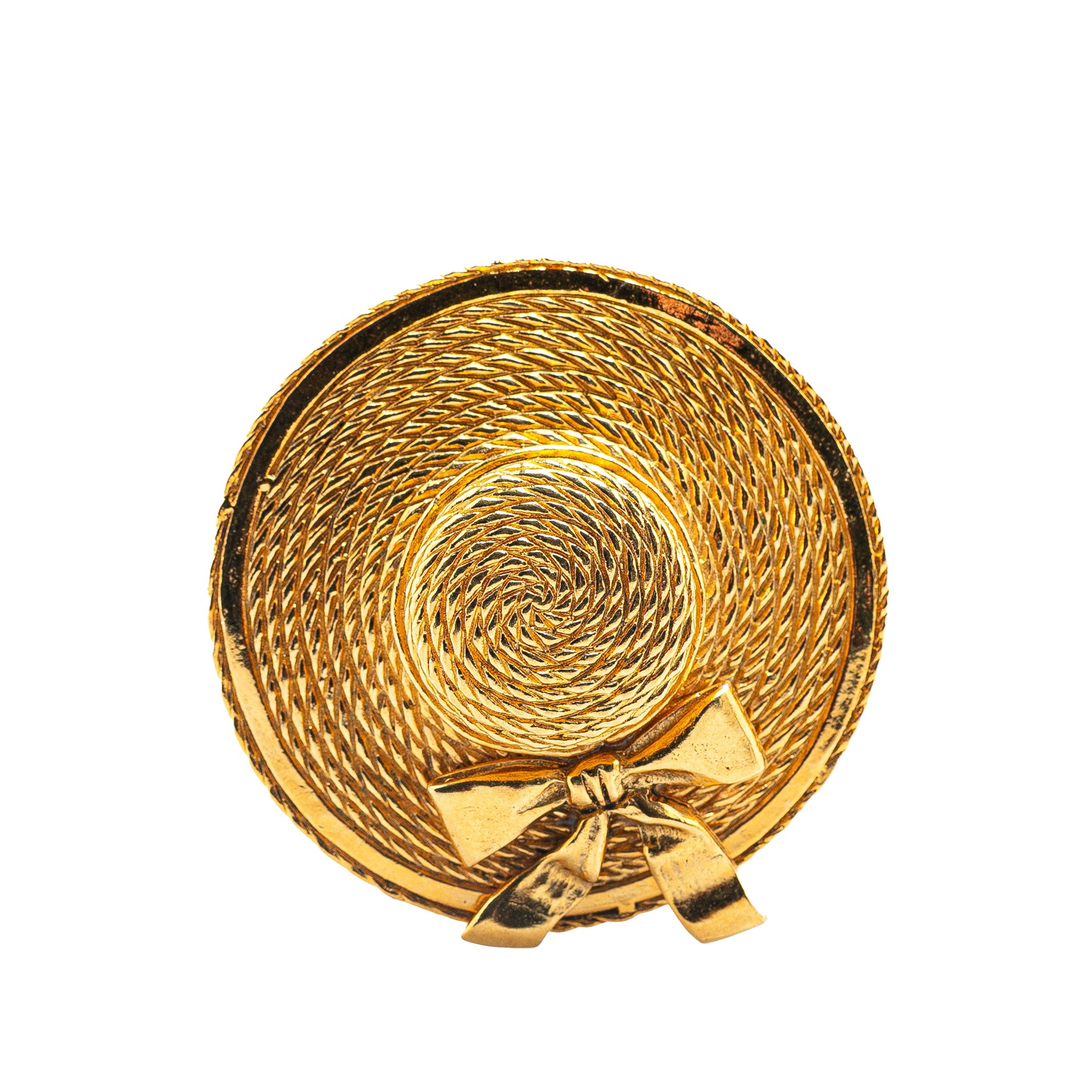 Gold Plated Straw Hat Brooch - Image 1