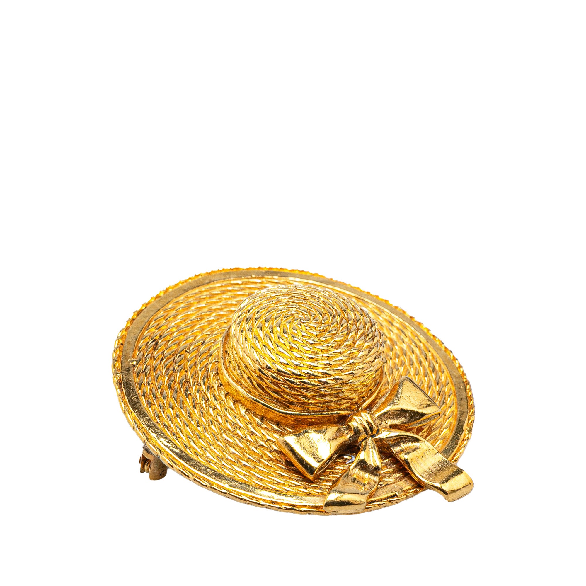 Gold Plated Straw Hat Brooch - Image 3