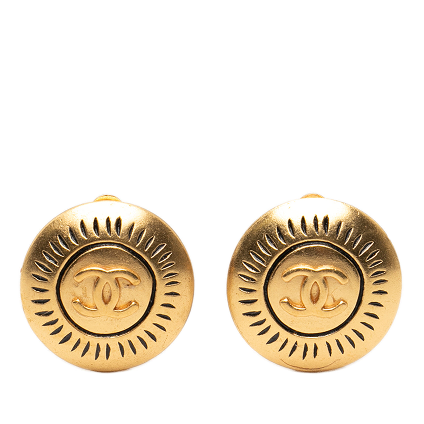 CC Gold Plated Round Clip On Earrings - Image 1