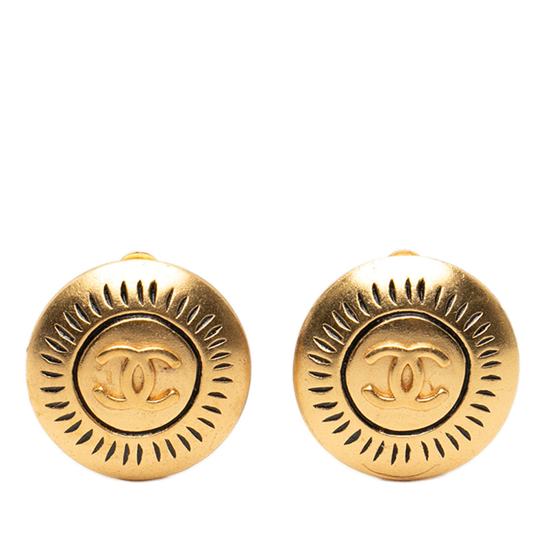 CC Gold Plated Round Clip On Earrings