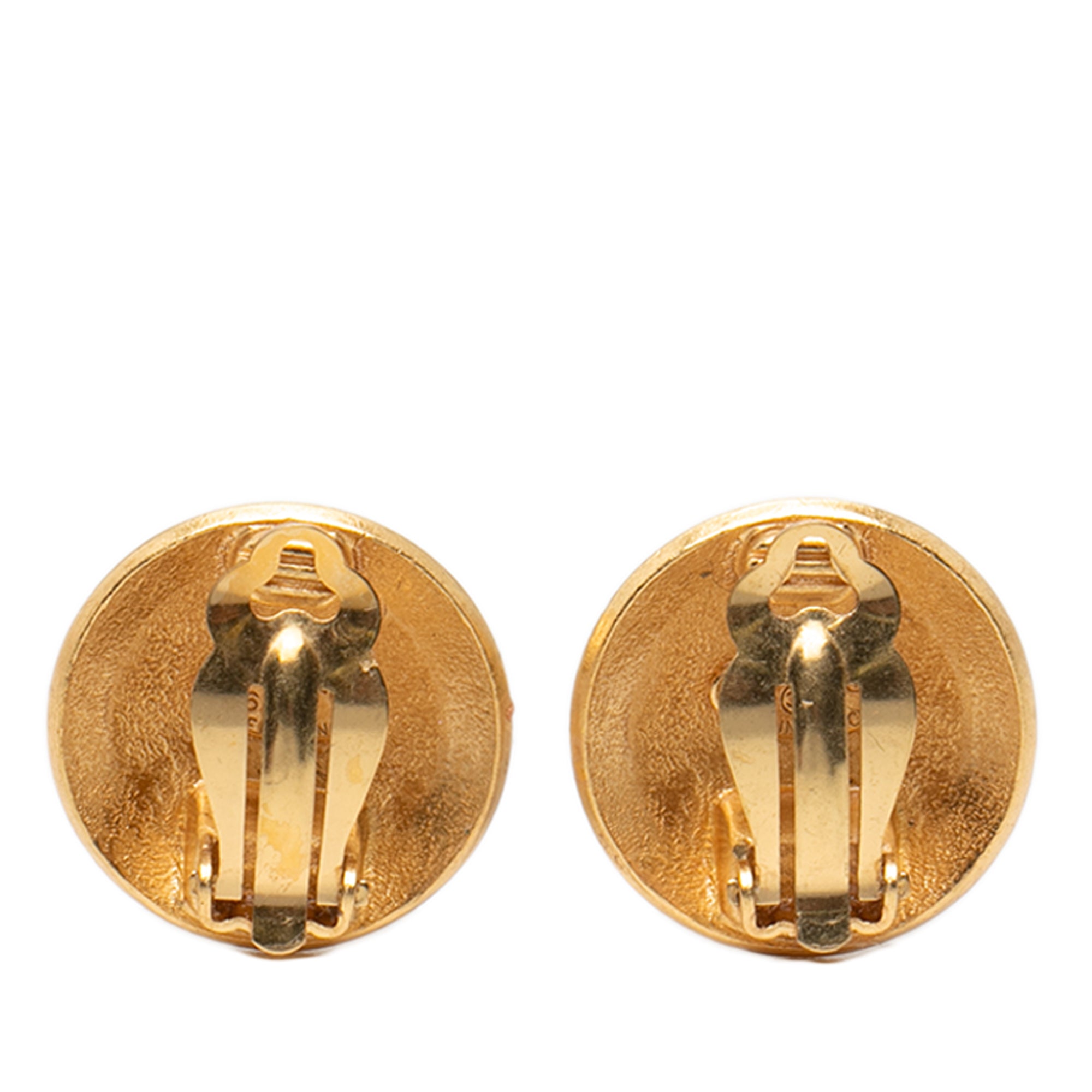 CC Gold Plated Round Clip On Earrings - Image 2