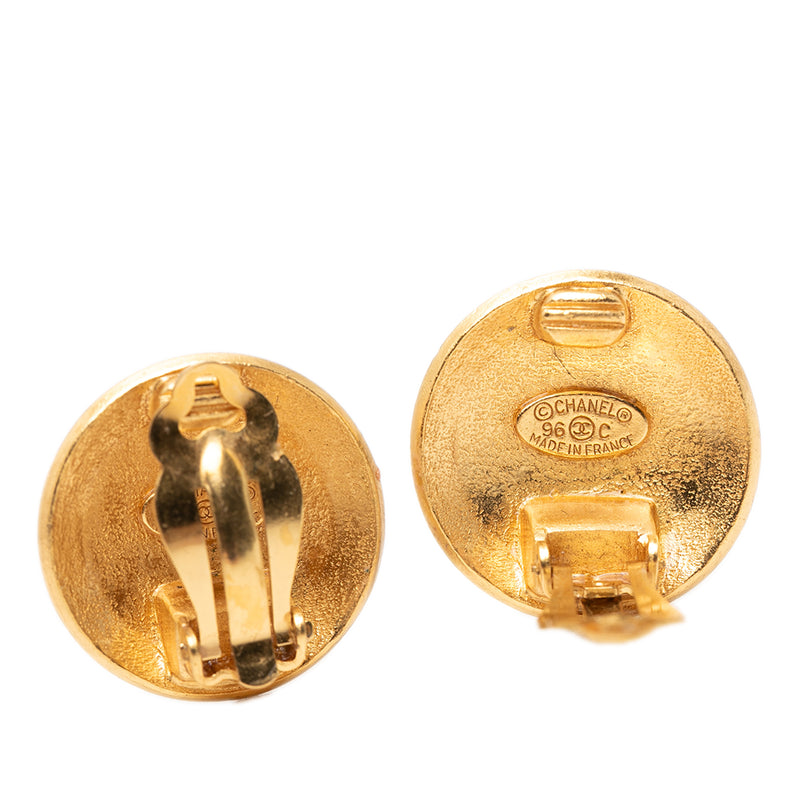 CC Gold Plated Round Clip On Earrings - Image 3