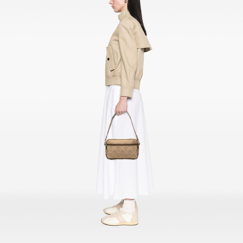 Gancini Canvas Shoulder Bag - Image 6