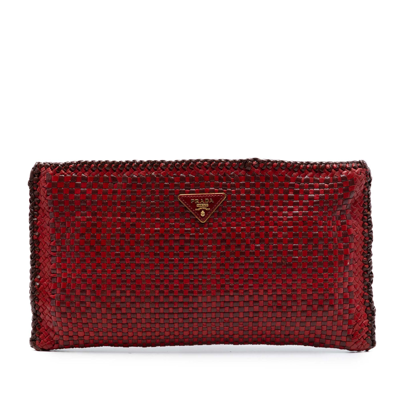 Woven Goatskin Madras Zip Clutch - Image 1