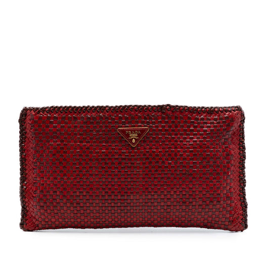 Woven Goatskin Madras Zip Clutch - Image 1