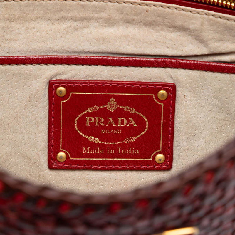 Woven Goatskin Madras Zip Clutch - Image 5