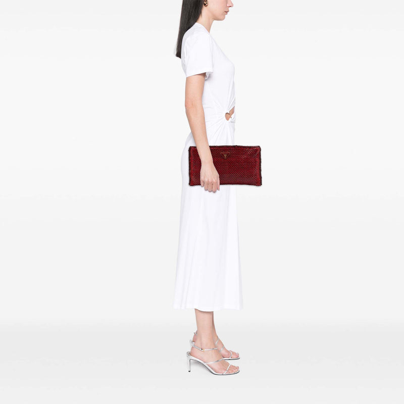 Woven Goatskin Madras Zip Clutch - Image 6
