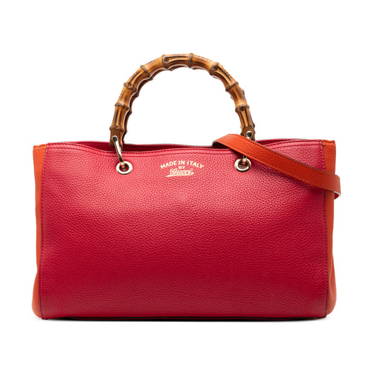 Medium Bicolor Calfskin Bamboo Shopper Satchel - Image 1