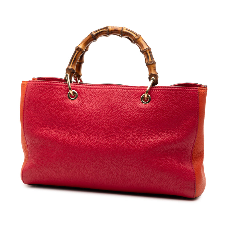Medium Bicolor Calfskin Bamboo Shopper Satchel - Image 2
