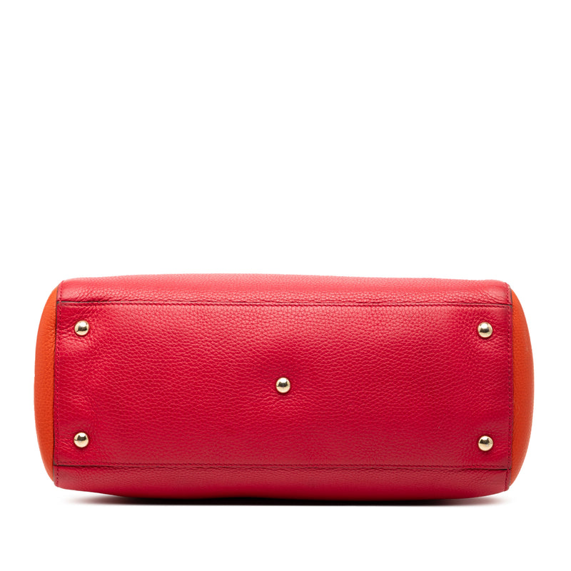Medium Bicolor Calfskin Bamboo Shopper Satchel - Image 3