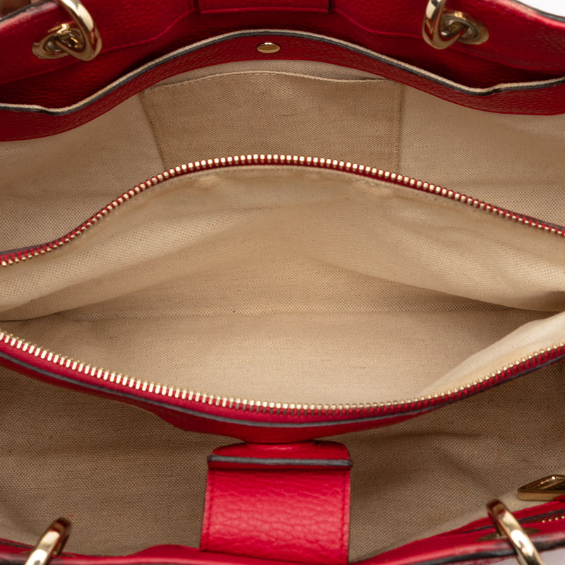 Medium Bicolor Calfskin Bamboo Shopper Satchel - Image 4