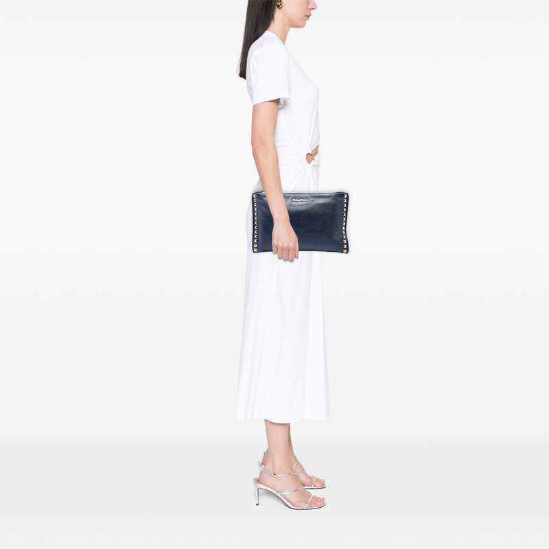 Studded Leather Zip Clutch - Image 6