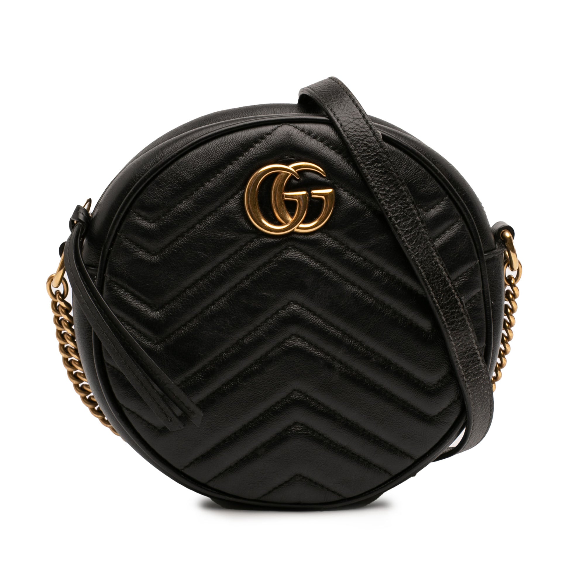 Mini GG Marmont Matelasse Leather Round Crossbody - Image 1
